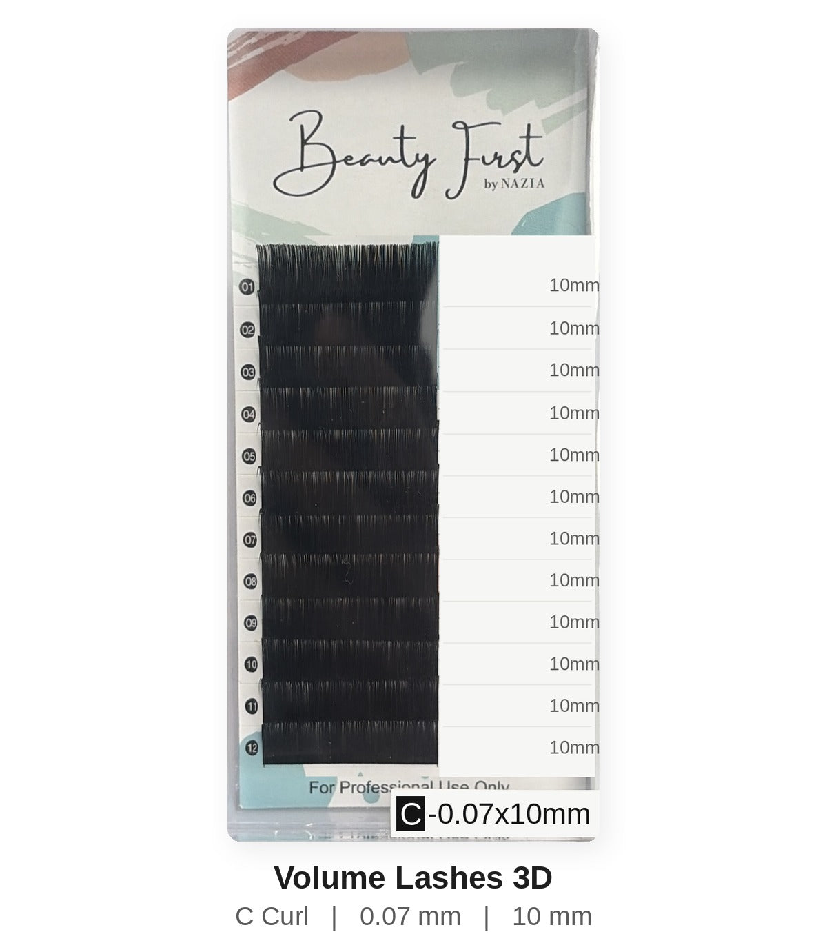 Beauty First Volume Lashes 3D C curl 0.07 mm 10 mm lash tray
