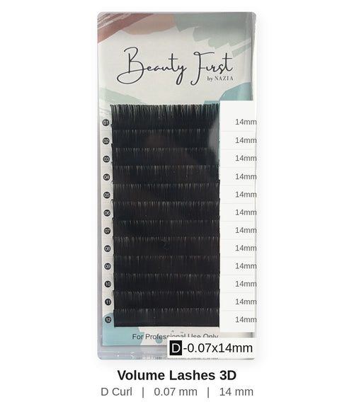 Beauty First Volume Lashes 3D D curl 0.07 mm 14 mm lash tray