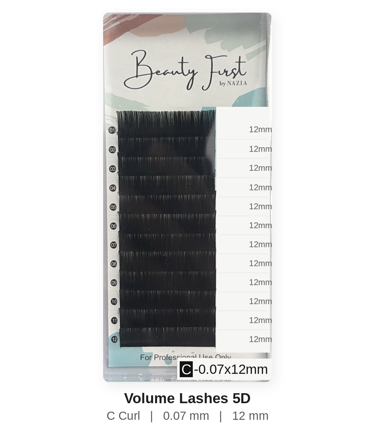 Beauty First Volume Lashes 5D C curl 0.07 mm 12 mm lash tray