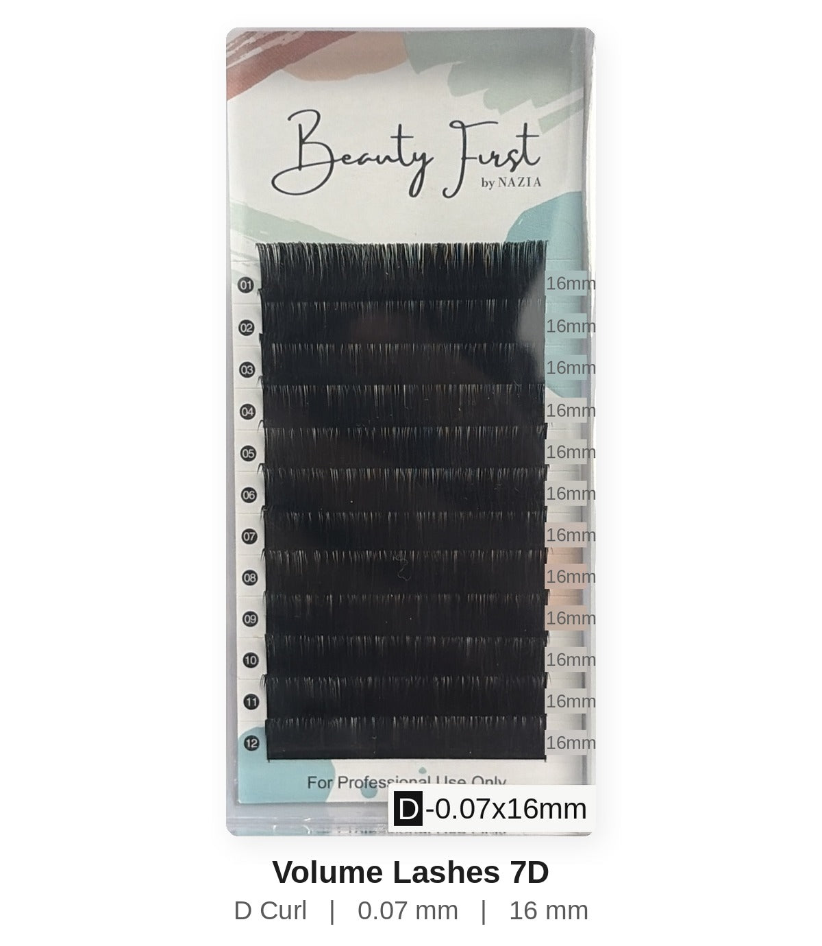 Beauty First Volume Lashes 7D D curl 0.07 mm 16 mm lash tray