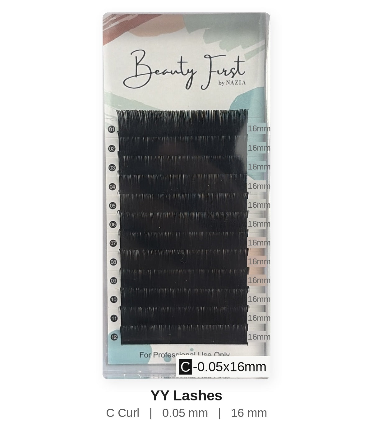 Beauty First YY Lashes C curl 0.05 mm 16 mm lash tray