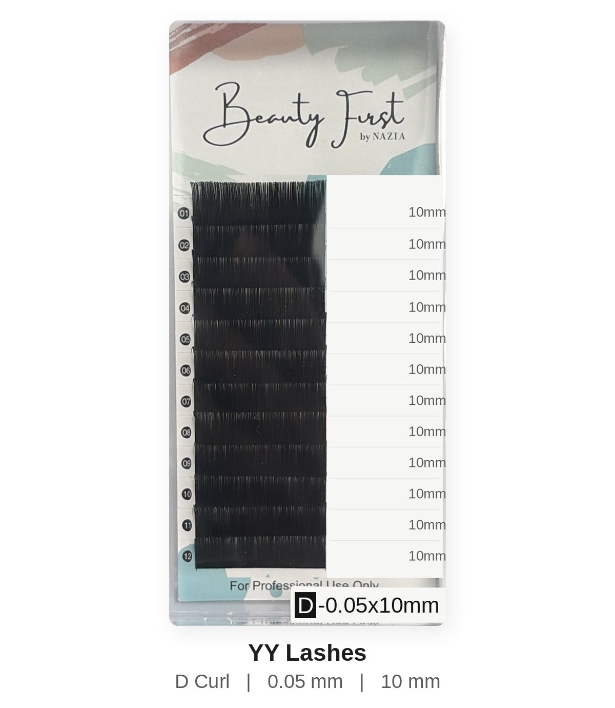 Beauty First YY Lashes D curl 0.05 mm 10 mm lash tray