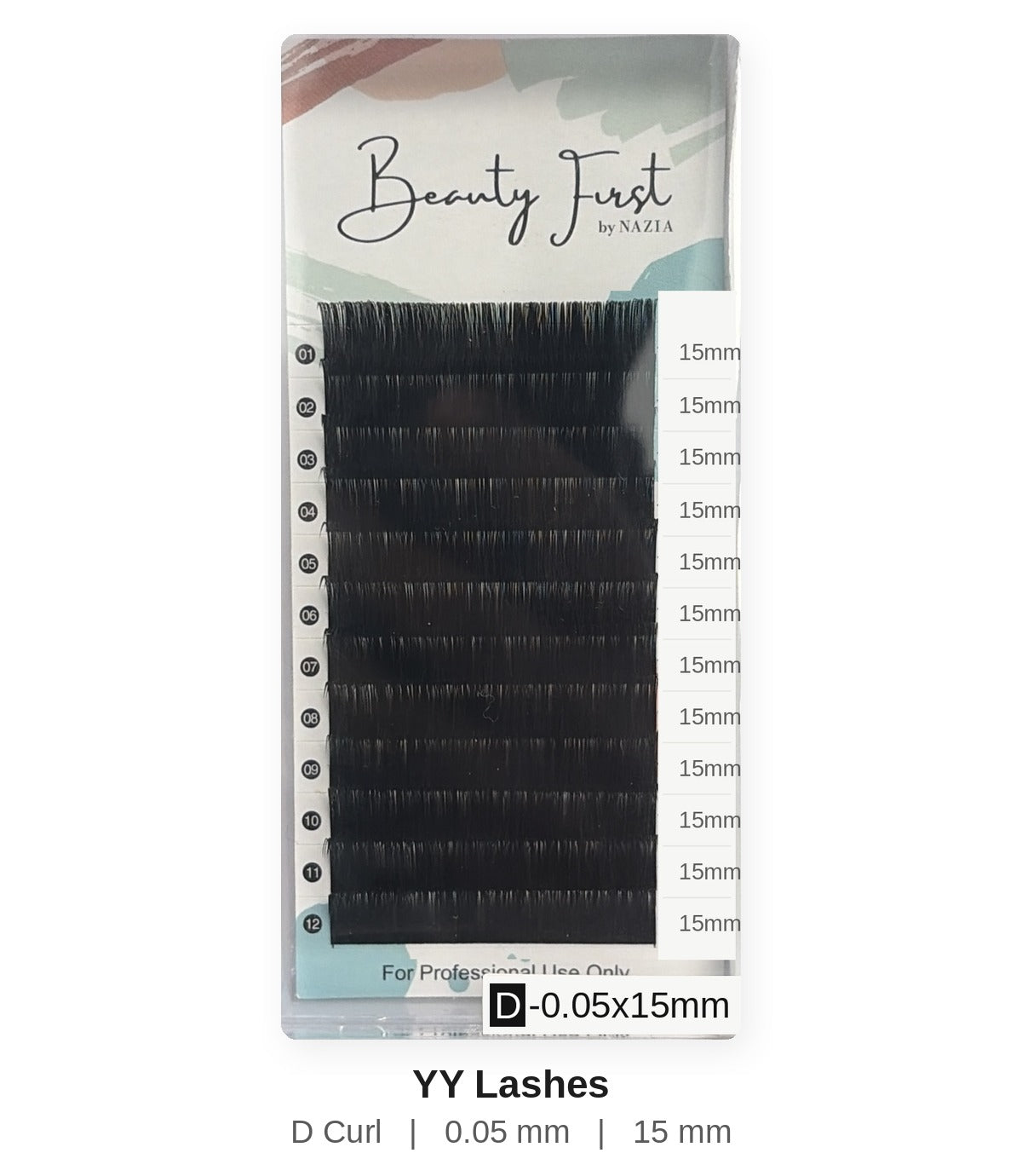 Beauty First YY Lashes D curl 0.05 mm 15 mm lash tray