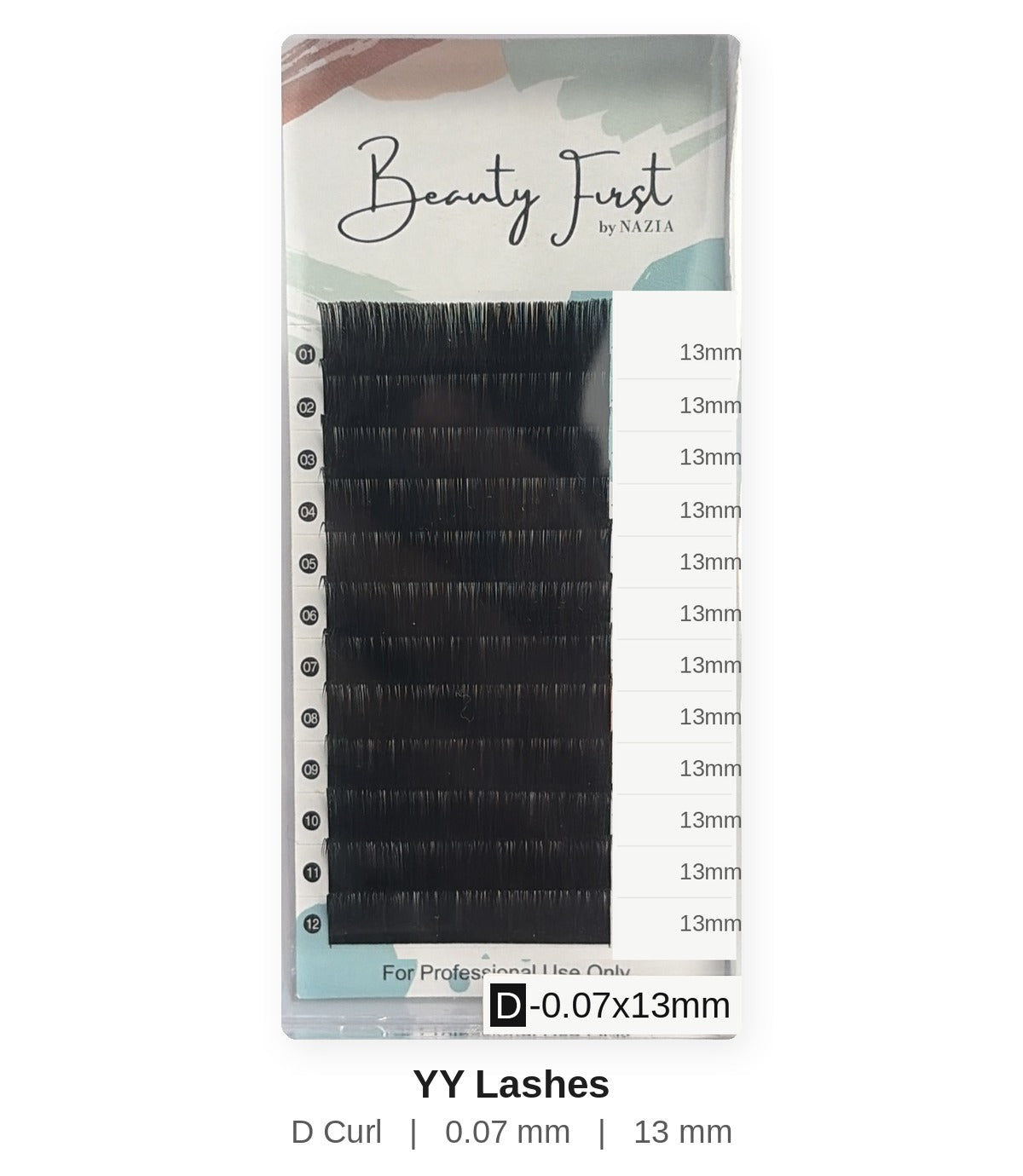 Beauty First YY Lashes D curl 0.07 mm 13 mm lash tray