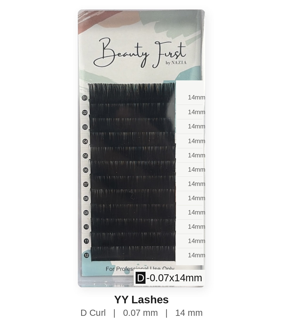 Beauty First YY Lashes D curl 0.07 mm 14 mm lash tray
